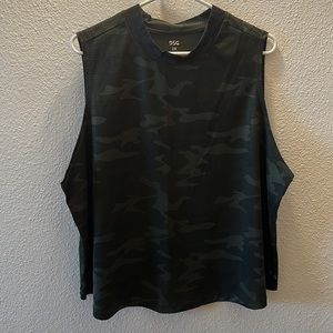 Camo mesh tank with mock neck